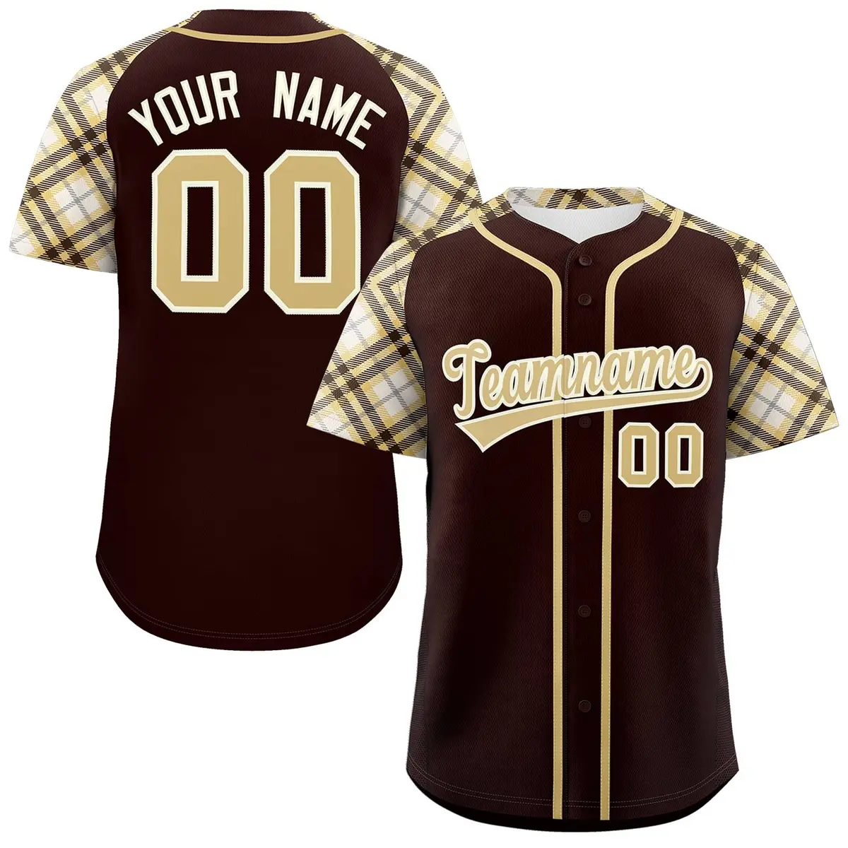 Brown Khaki-Cream Raglan Sleeves Authentic Baseball Jersey