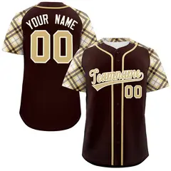 Brown Khaki-Cream Raglan Sleeves Authentic Baseball Jersey