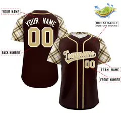 Brown Khaki-Cream Raglan Sleeves Authentic Baseball Jersey 2