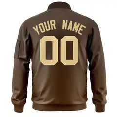 Brown Khaki Gradient Full-Zip Varsity Letterman Bomber Jacket 4