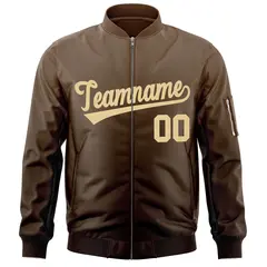 Brown Khaki Gradient Full-Zip Varsity Letterman Bomber Jacket 3