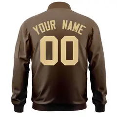 Brown Khaki Gradient Full-Zip Varsity Letterman Bomber Jacket 4