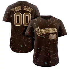 Brown Khaki Splash Graffiti Striped Baseball Jersey 1