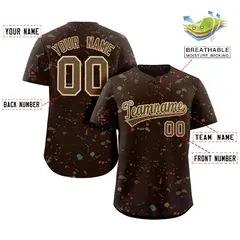 Brown Khaki Splash Graffiti Striped Baseball Jersey 2