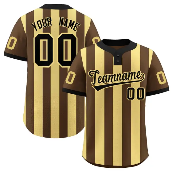 Brown Khaki Stripe Two-Button Softball Jersey