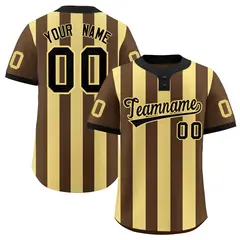 Brown Khaki Stripe Two-Button Softball Jersey 1