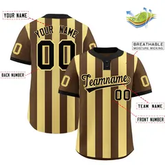 Brown Khaki Stripe Two-Button Softball Jersey 2