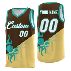 Brown Khaki Sunburst Two Tone Uniform Basketball Jersey 1
