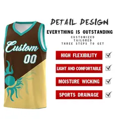 Brown Khaki Sunburst Two Tone Uniform Basketball Jersey 3