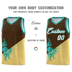 Brown Khaki Sunburst Two Tone Uniform Basketball Jersey 4