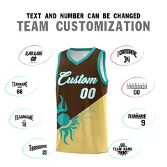 Brown Khaki Sunburst Two Tone Uniform Basketball Jersey 5