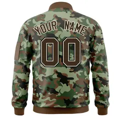 Brown Khaki Varsity Full-Zip Camo Letterman Bomber Jacket 4