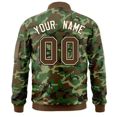 Brown Khaki Varsity Full-Zip Camo Letterman Bomber Jacket 4