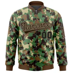 Brown Khaki Varsity Full-Zip Camo Letterman Bomber Jacket 3