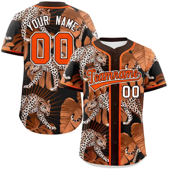 Brown Leopard Graffiti Pattern Authentic Baseball Jersey