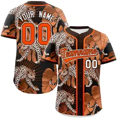 Brown Leopard Graffiti Pattern Authentic Baseball Jersey