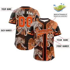 Brown Leopard Graffiti Pattern Authentic Baseball Jersey 2