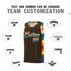 Brown LGBT Rainbow Pride Month Basketball Jersey 4