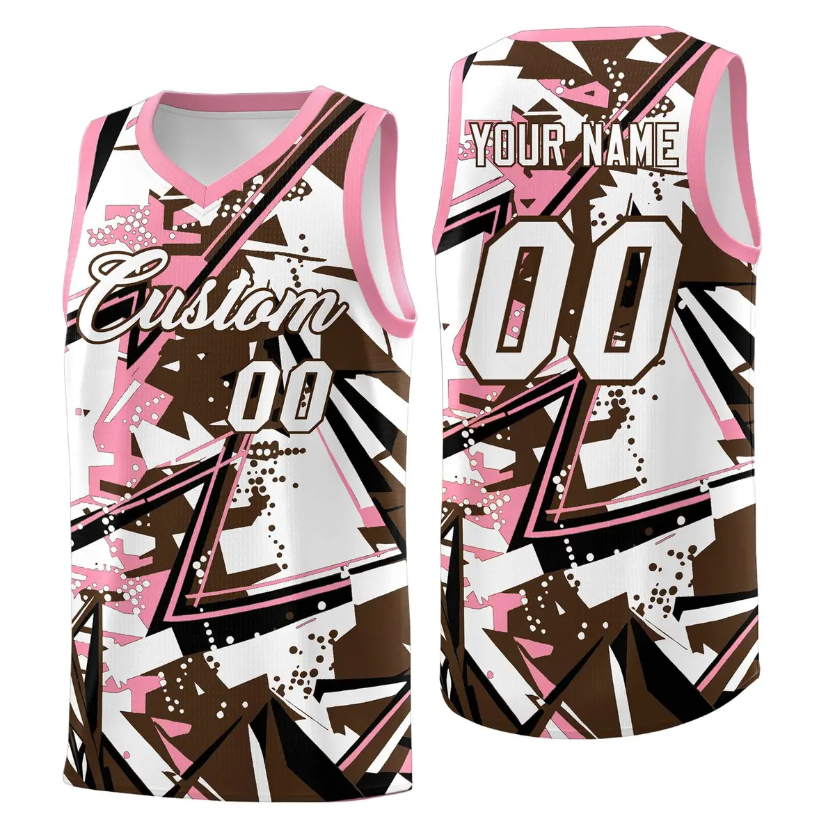 Brown Light Pink Abstract Graffiti Uniform Basketball Jersey