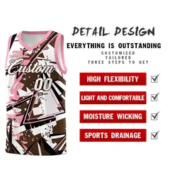 Brown Light Pink Abstract Graffiti Uniform Basketball Jersey 2