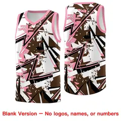 Brown Light Pink Abstract Graffiti Uniform Basketball Jersey 6