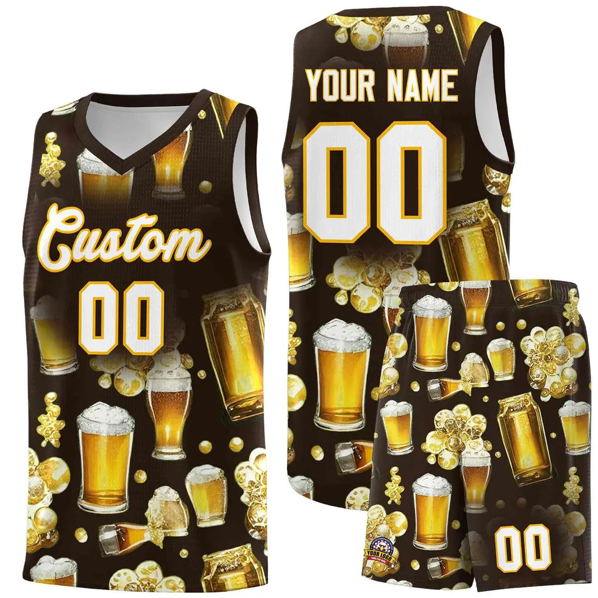 Brown National Beer Day Beer Bubble Basketball Jersey