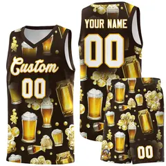 Brown National Beer Day Beer Bubble Basketball Jersey 1