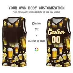 Brown National Beer Day Beer Bubble Basketball Jersey 2