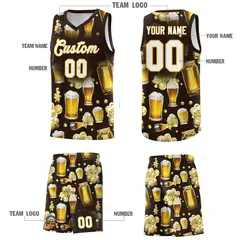 Brown National Beer Day Beer Bubble Basketball Jersey 3