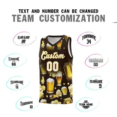 Brown National Beer Day Beer Bubble Basketball Jersey 4