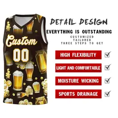 Brown National Beer Day Beer Bubble Basketball Jersey 5