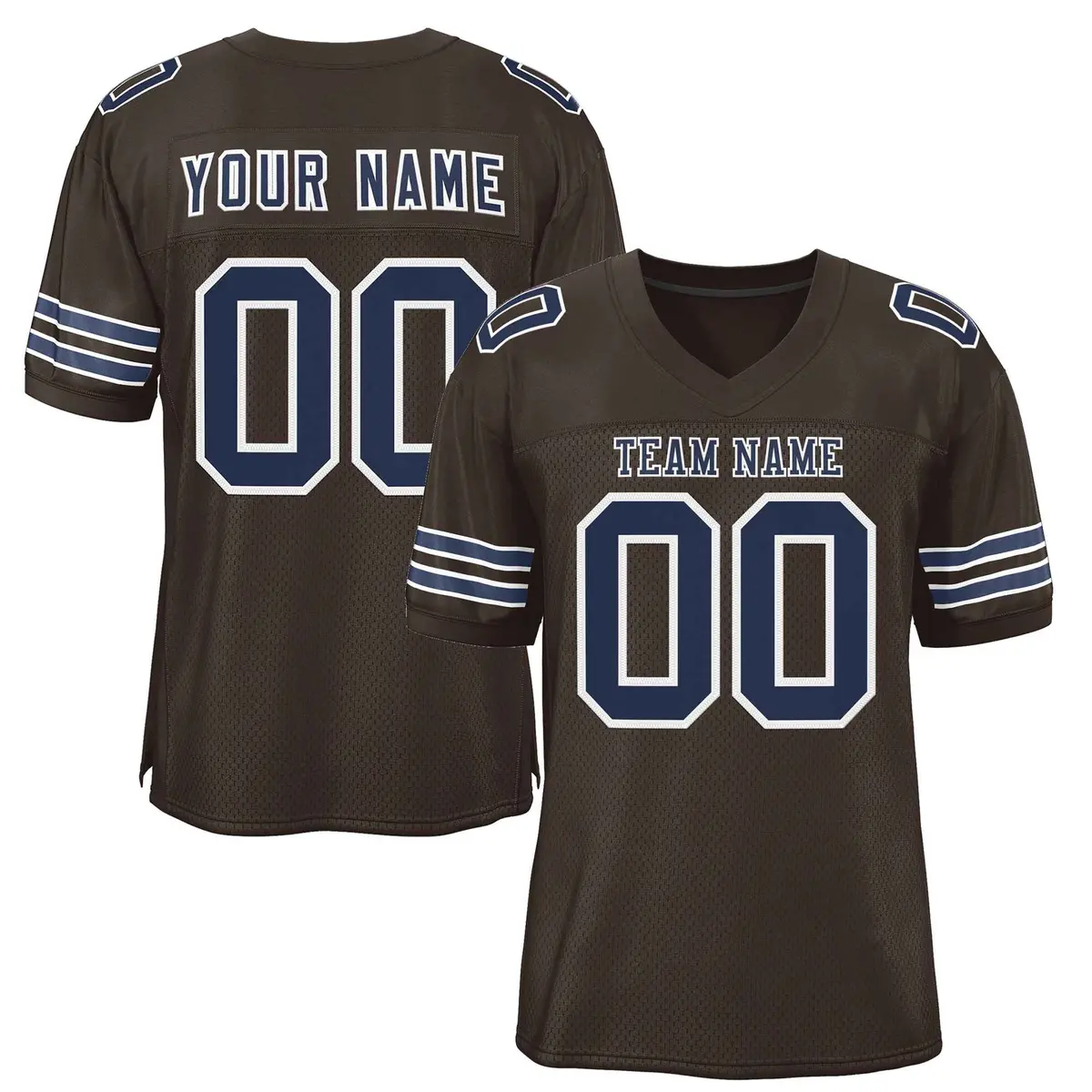 Brown Navy-White Classic Authentic Football Jersey