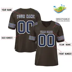 Brown Navy-White Classic Authentic Football Jersey 2
