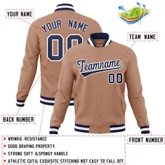 Brown Navy-White Varsity Full-Snap Letterman Jacket 4
