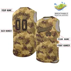 Brown Old Gold-Black Camo Sleeveless Baseball Jersey 2