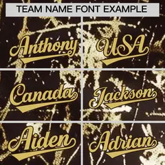 Brown Old Gold Black & Shiny Gold Cracked Foil Baseball Jersey 4