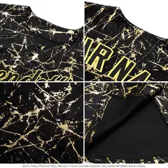 Brown Old Gold Black & Shiny Gold Cracked Foil Baseball Jersey 6