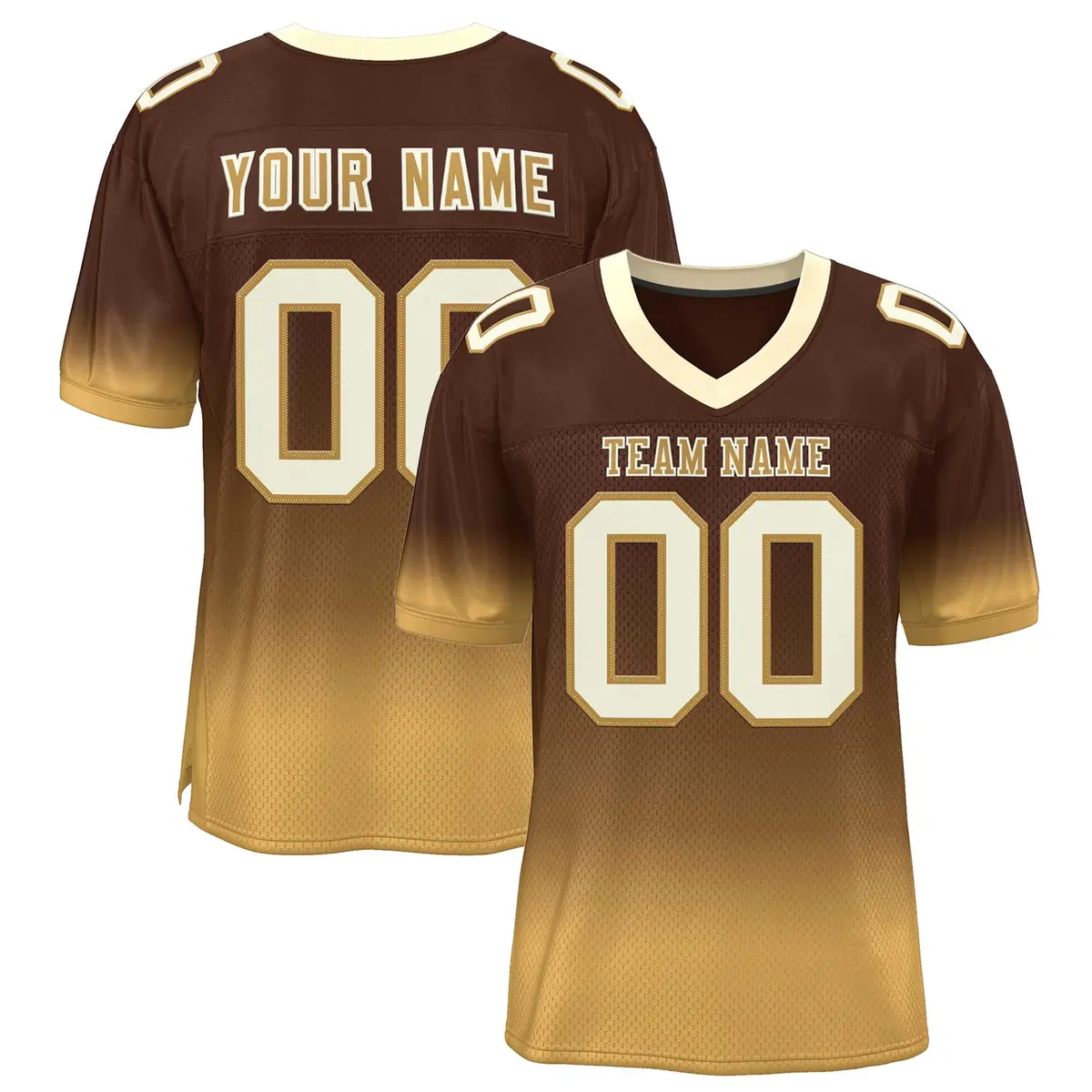 Brown Old Gold-Cream Gradient Fashion Football Jersey