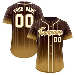 Brown Old Gold-Cream Gradient Stripe Baseball Jersey