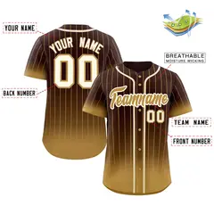 Brown Old Gold-Cream Gradient Stripe Baseball Jersey 2