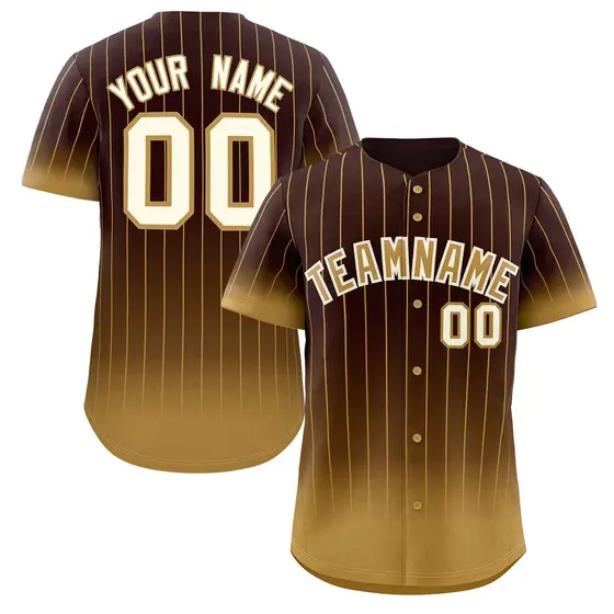 Brown Old Gold-Cream Gradient Stripe Baseball Jersey