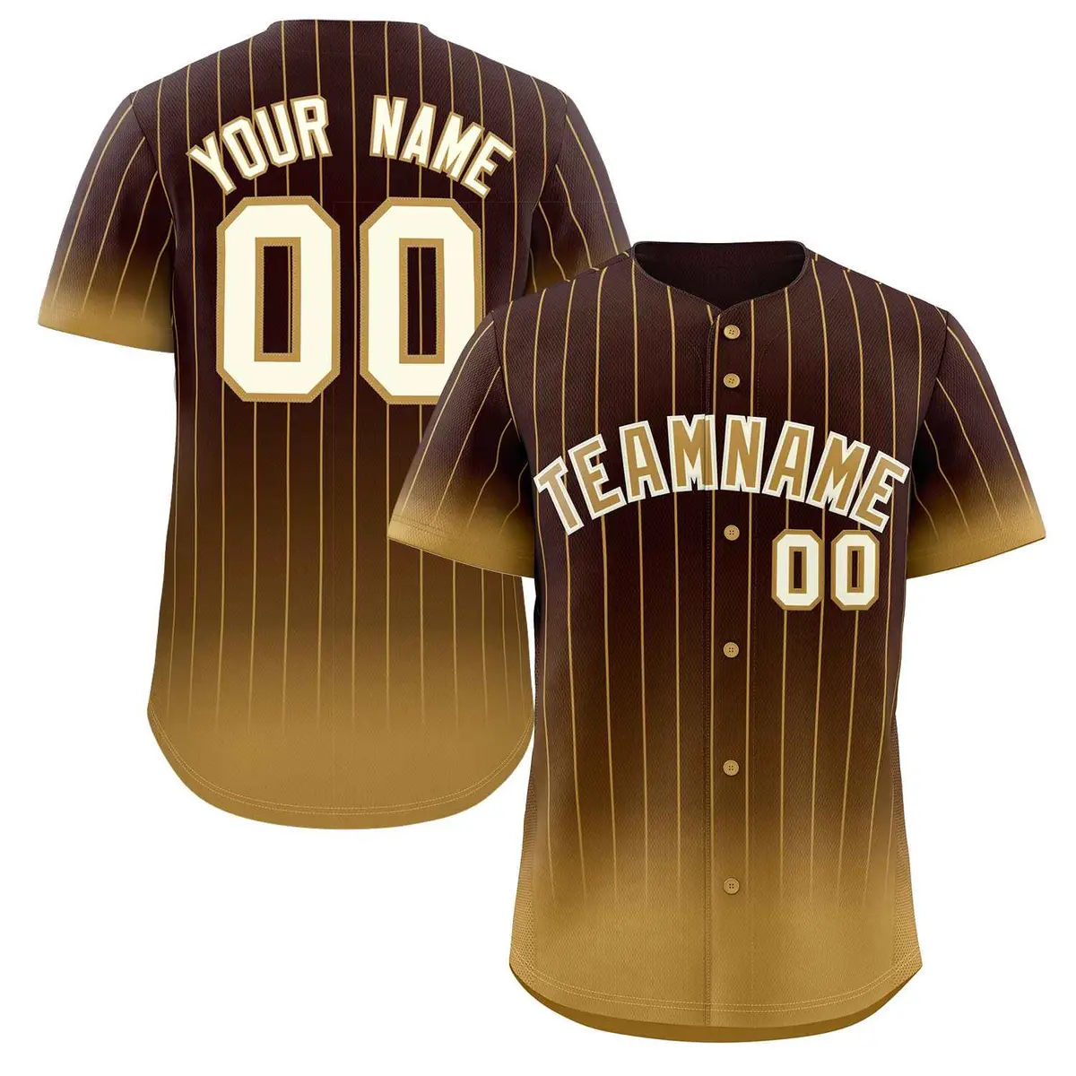 Brown Old Gold-Cream Gradient Stripe Baseball Jersey