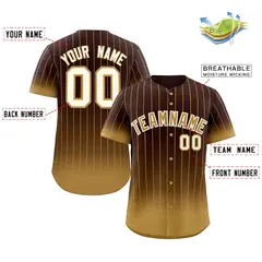 Brown Old Gold-Cream Gradient Stripe Baseball Jersey 2