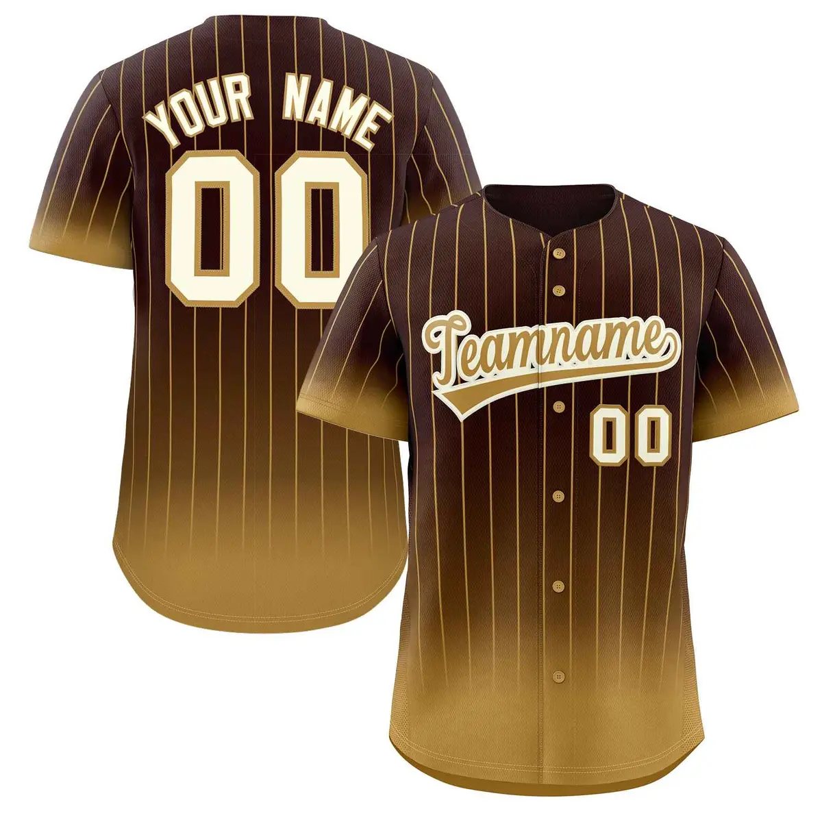 Brown Old Gold-Cream Gradient Stripe Baseball Jersey