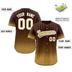 Brown Old Gold-Cream Gradient Stripe Baseball Jersey 2