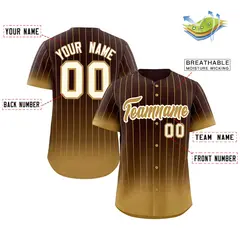 Brown Old Gold-Cream Gradient Stripe Baseball Jersey 2