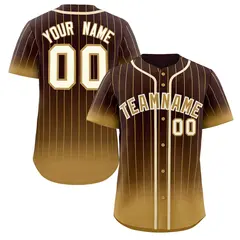 Brown Old Gold-Cream Gradient Stripe Baseball Jersey