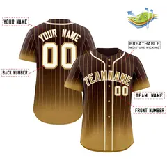 Brown Old Gold-Cream Gradient Stripe Baseball Jersey 2