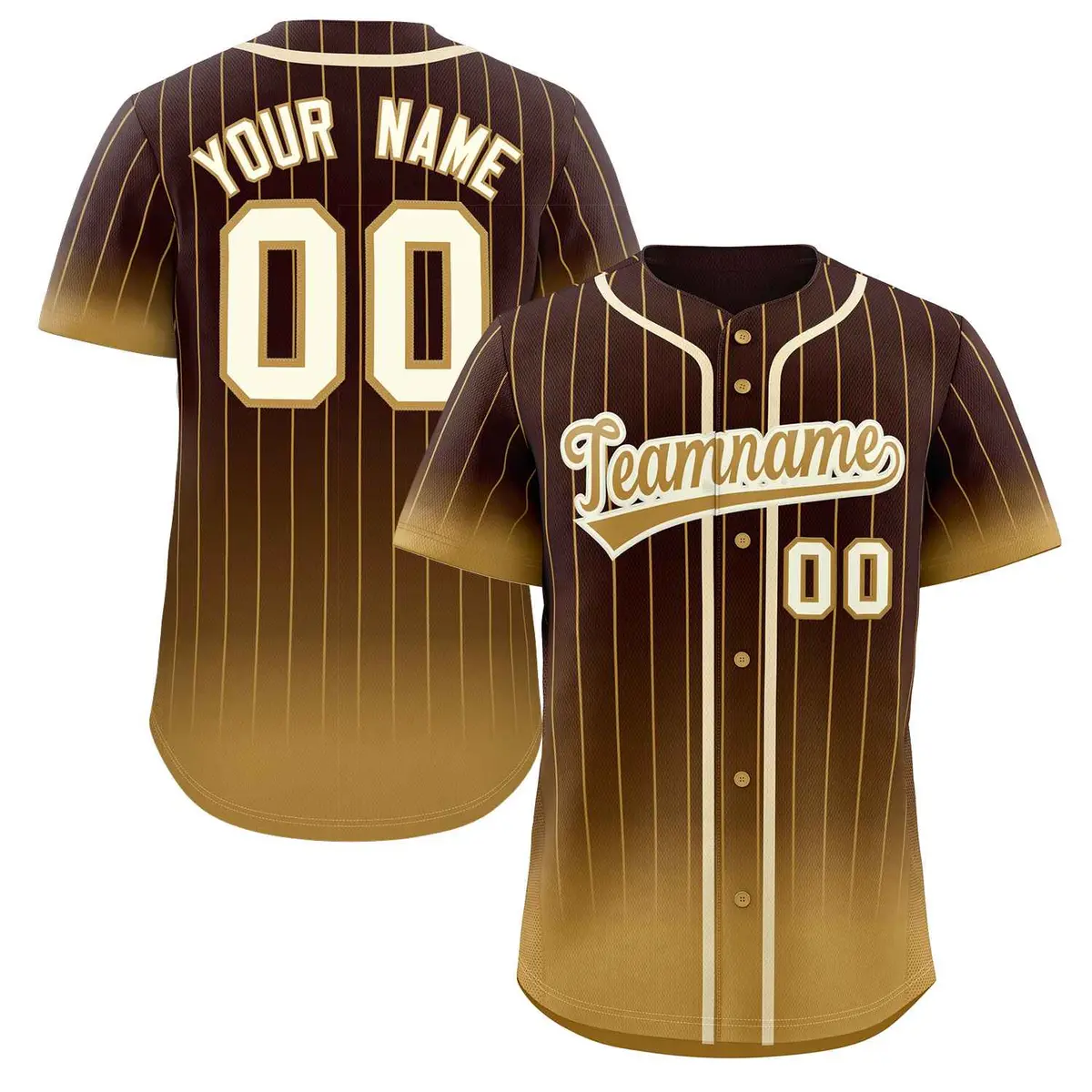 Brown Old Gold-Cream Gradient Stripe Baseball Jersey