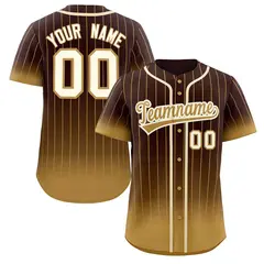 Brown Old Gold-Cream Gradient Stripe Baseball Jersey